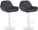 CLP 2er Set Barhocker Braga Samt Metall Matt Weiss/Schwarz