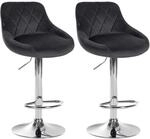 CLP 2er Set Barhocker Lazio Samt Dunkelgrau/Chrom