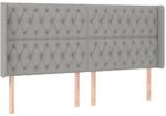 vidaXL Kopfteil mit Ohren Hellgrau 183x16x118/128 cm Stoff 3119930