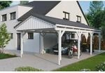 Skan Holz Carport Fichtelberg 423 cm x 808 cm Dachlattung Wei&szlig;