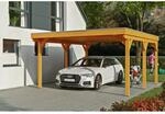 Skan Holz Carport Grunewald 427 cm x 554 cm mit EPDM-Dach Eiche Hell
