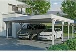 Skan Holz Carport Grunewald 622 cm x 796 cm mit EPDM-Dach Wei&szlig;