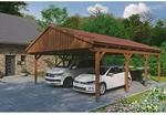 Skan Holz Carport Fichtelberg 618 cm x 808 cm Rote Schindeln Nussbaum