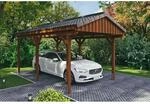 Skan Holz Carport Fichtelberg 317 cm x 566 cm Dachlattung Nussbaum