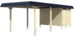 Skan Holz Carport Wendland Wei&szlig; + Anbau 362 x 870 cm EPDM-Dach Blende Schwarz