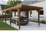 Skan Holz Carport Grunewald 321 cm x 796 cm mit EPDM-Dach Nussbaum