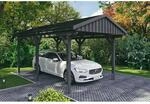 Skan Holz Carport Fichtelberg 317 cm x 566 cm Schwarze Schindeln Schiefergrau