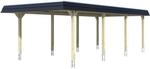 Skan Holz Carport Wendland Nussbaum 409 x 870 cm Alu-Dach Blende Schwarz