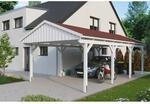 Skan Holz Carport Fichtelberg 423 cm x 808 cm Rote Schindeln Wei&szlig;