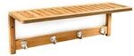 Relaxdays Wandregal mit Hakenleiste Bambus Natur Feuchtigkeitsresistent 18 cm x 50 cm