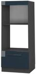 Vicco Mikrowellenschrank Fame-Line Dunkelblau Hochglanz/Anthrazit 60 cm Offen
