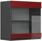 Vicco K&uuml;chenglasschrank R-Line Glash&auml;ngeschrank Rot/Anthrazit 60 cm J-Shape