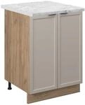 Vicco K&uuml;chenunterschrank Fame-Line K&uuml;chenkommode GrauBeige 60 cm AP Marmor mit