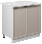 Vicco K&uuml;chenunterschrank Fame-Line GrauBeige/Wei&szlig; 80 x 82 Arbeitsplatte Marmor