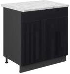Vicco K&uuml;chenunterschrank Fame-Line Schwarz gestreift/Anthrazit 80 x 82...
