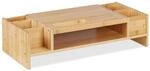 Relaxdays Monitorst&auml;nder Bambus Natur mit F&auml;chern 15,5 x 62,5 x 28 cm 4 kg