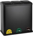 Svita TC3X20 M&uuml;lleimer 60L 3x20 Liter Treteimer M&uuml;lltrennung Abfalleimer Schwarz
