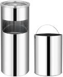 vidaXL M&uuml;lleimer mit Aschenbecher Hotel 30 L Edelstahl 664396