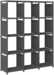 vidaXL W&uuml;rfel-Regal 12 F&auml;cher Grau 103x30x141 cm Stoff 322616
