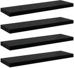 vidaXL Schweberegale 4 Stk Hochglanz-Schwarz 80x23,5x3,8 cm MDF 323774