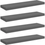 vidaXL Schweberegale 4 Stk Hochglanz-Grau 80x23,5x3,8 cm MDF 323795