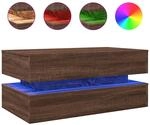 vidaXL Couchtisch mit LED-Leuchten Braun Eichen-Optik 90x50x40 cm
