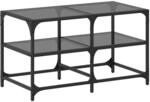 vidaXL Couchtisch mit Glasplatte Schwarz 78,5x40x45 cm Stahl