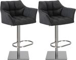CLP 2er Set Barhocker Damaso Stoffbezug Dunkelgrau/Edelstahl