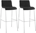 CLP 2er Set Barhocker Hover Stoff Vierfu&szlig;gestell Dunkelgrau/Chrom