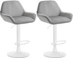 CLP 2er Set Barhocker Braga Samt Metall Matt Weiss/Grau