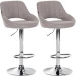 CLP 2er Set Barhocker Milet Stoff Metall in Chromoptik/grau
