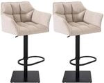 CLP 2er Set Barhocker Damaso Stoffbezug Elfenbein/Schwarz