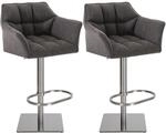 CLP 2er Set Barhocker Damaso Stoffbezug Titangrau/Edelstahl