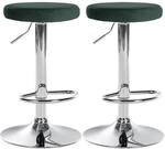 CLP 2er Set Barhocker Ponte Samt Metall in Chromoptik/gr&uuml;n