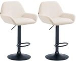CLP 2er Set Barhocker Braga Samt Metall Matt Schwarz/Creme