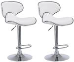 CLP 2er Set Barhocker Las Vegas Kunstleder Wei&szlig;/Chrom