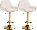 CLP 2er Set Barhocker Braga Gold Samt Creme