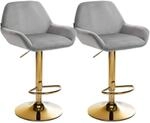 CLP 2er Set Barhocker Braga Gold Samt Grau