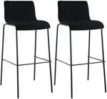 CLP 2er Set Barhocker Hover Stoff Vierfu&szlig;gestell Schwarz/Schwarz