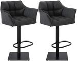 CLP 2er Set Barhocker Damaso Stoffbezug Dunkelgrau/Schwarz