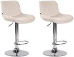 CLP 2er Set Barhocker Lentini Samt Creme/Chrom