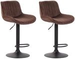 CLP 2er Set Barhocker Lentini Samt Braun/Schwarz