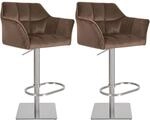 CLP 2er Set Barhocker Damaso Samtbezug Edelstahl/braun