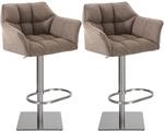 CLP 2er Set Barhocker Damaso Stoffbezug Terrabraun/Edelstahl