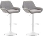 CLP 2er Set Barhocker Braga Stoff Grau/Wei&szlig;
