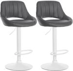 CLP 2er Set Barhocker Milet Kunstleder Metall Matt Weiss/Grau