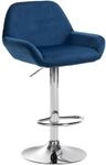CLP Barhocker Braga Samt Blau/Chrom