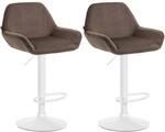 CLP 2er Set Barhocker Braga Samt Metall Matt Weiss/Braun