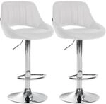 CLP 2er Set Barhocker Milet Kunstleder Metall in Chromoptik/wei&szlig;