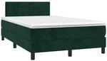 vidaXL Boxspringbett mit Matratze & LED Dunkelgr&uuml;n 120x200 cm Samt 3134396
